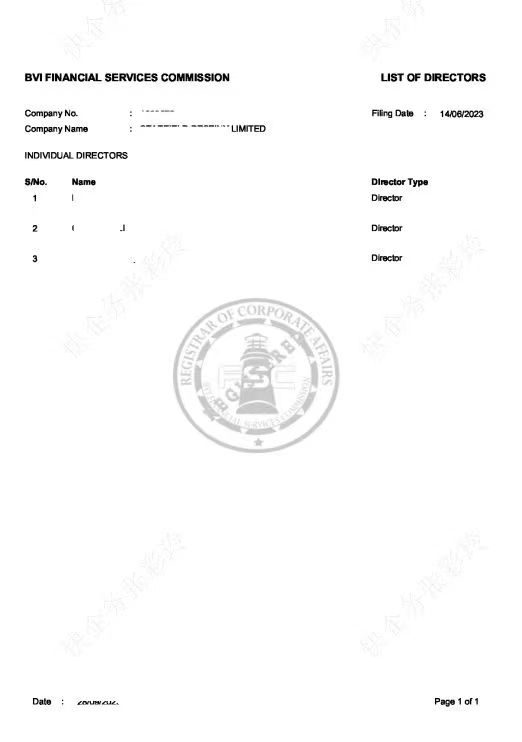 bvi公司如何查董事信息